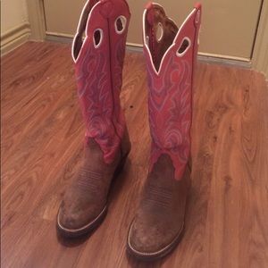 Tony Lama pink buckaroo cowboy boots